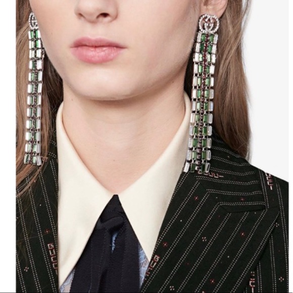Rare Gucci Crystal GG Long Dangle Earrings - Picture 8 of 8